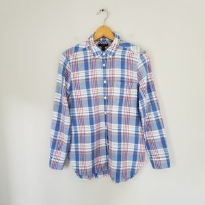 J Crew Textured Cotton Plaid Shirt